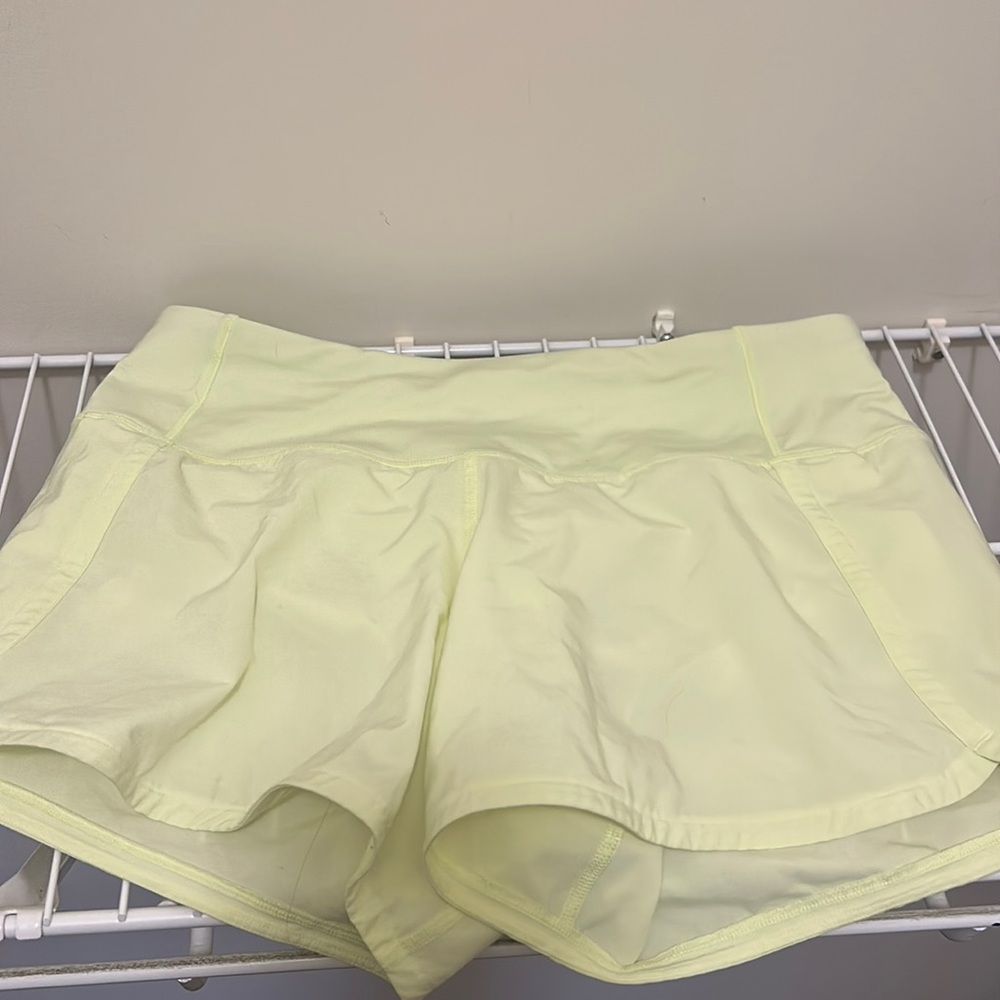 lululemon speed up shorts length 4 size 4 neon yellow